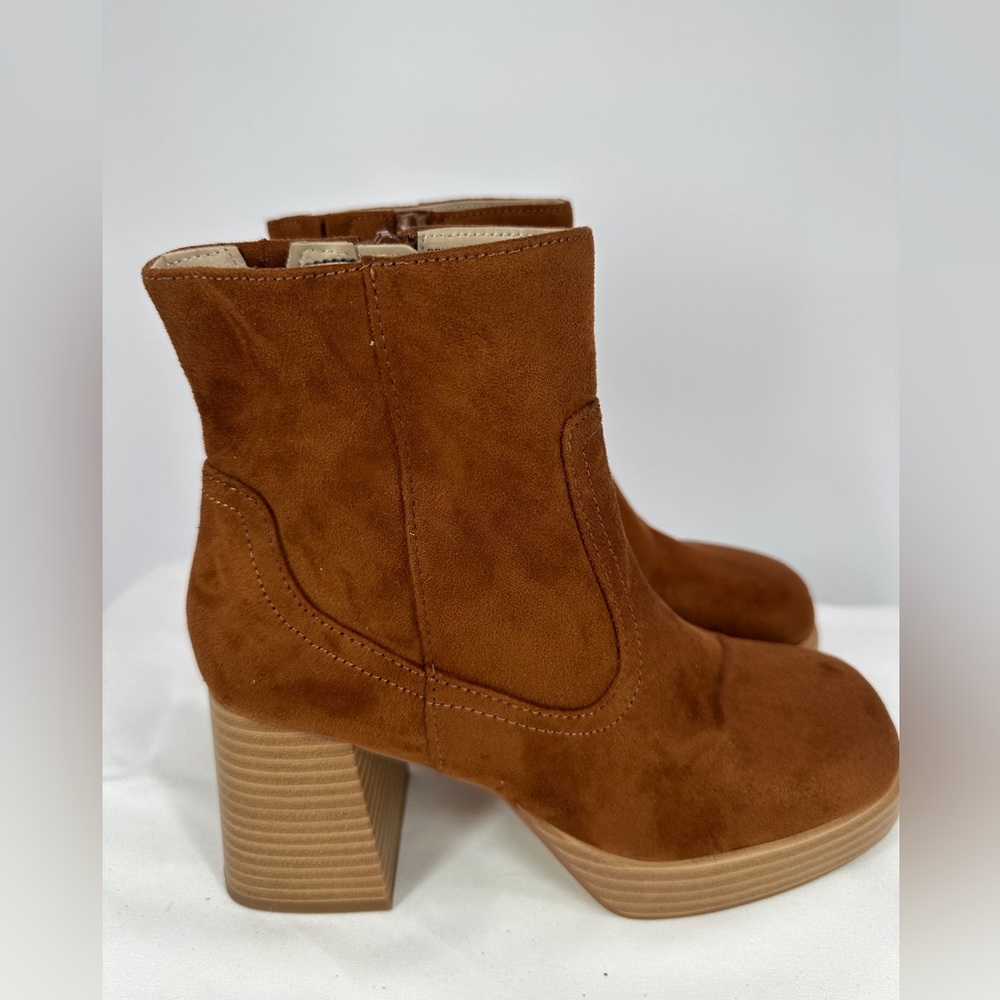 BP Nordstrom | Women’s 5.5 Keyla Brown Faux Suede Block Ankle Boots - Picture 8 of 9